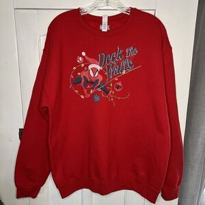 Marvel Holiday Spider-Man Men's Graphic Print Sweatshirt Red Sz Large Christmas